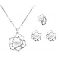 SET509 - Rose Necklace Ring Earring Set